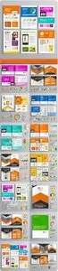 Corporate identity template brochure layout and infographics vector 14