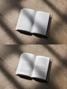 Open Hardcover Book Mockup on a Concrete Background With Shadows 544817746