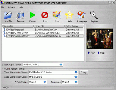 Batch WMV to AVI MPEG WMV VCD SVCD DVD Converter ver. 3.3.0