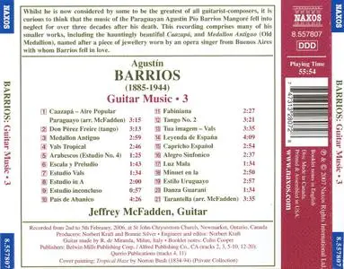 Jeffrey McFadden - Agustin Barrios: ‎Guitar Music, Vol.3 (2006)