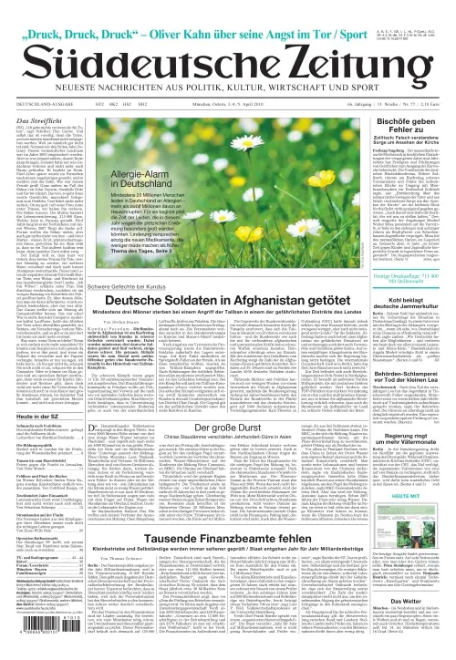 Sueddeutsche Zeitung vom 03.04.2010