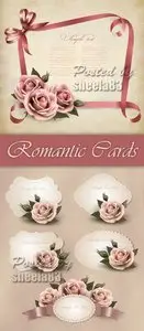 Romantic Cards with Roses Vector 3