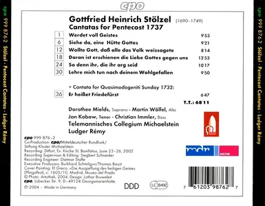 Ludger Rémy, Telemannisches Collegium Michaelstein - Gottfried Stölzel: Cantatas for Pentecost 1737 (2004)