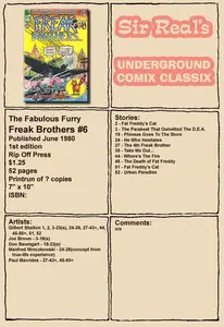 Fabulous Furry Freak Brothers 006 1980 1st Edition Rip Off Press Sir Real