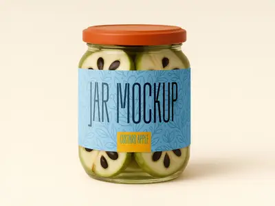 Custard Apple Jar Mockup - Realistic Glass Packaging Template 1706392229