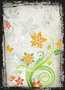 Vector Grunge background with flower