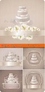 Vintage wedding invitation with wedding cake vector 