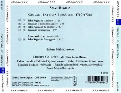 Fabio Biondi, Europa Galante - Giovanni Battista Pergolesi, Leonardo Leo: Salve Regina (1995)