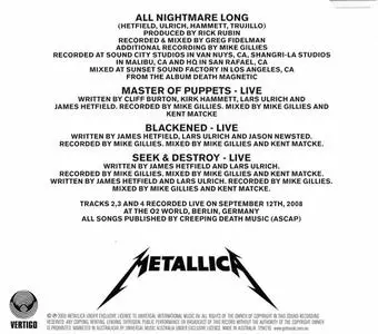 Metallica - All Nightmare Long (Australia CD5) (2008) {Vertigo/Universal}