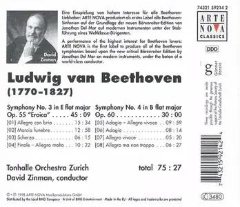 David Zinman, Tonhalle Orchestra Zurich - Ludwig van Beethoven: Symphonies Nos. 3 & 4 (1998)