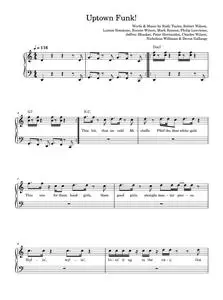 Uptown Funk (feat. Bruno Mars) - Bruno Mars, Mark Ronson (Easy Piano)