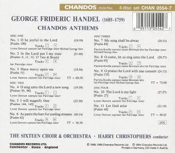Harry Christophers, The Sixteen Choir and Orchestra - George Frideric Handel: Chandos Anthems Complete  (1994)