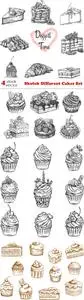 Vectors - Sketch Different Cakes Set