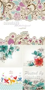 Cute Floral Cards Vector 2
