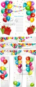 Color Balloons Banners Vector
