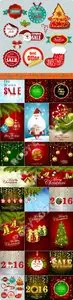 2016 Happy New Year and Merry Christmas vector background 2