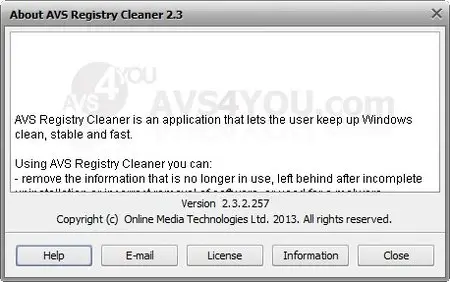 AVS Registry Cleaner 2.3.2.257