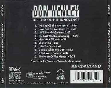 Don Henley - The End Of The Innocence (1989) [MFSL UDCD 721]