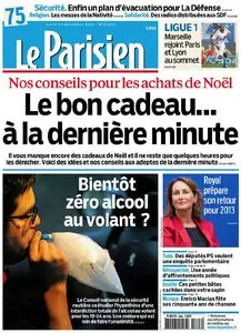 Le Parisien + Cahier Paris du Lundi 24 Décembre 2012