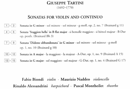 Giuseppe Tartini (1692-1770) - Sonatas for violin and continuo