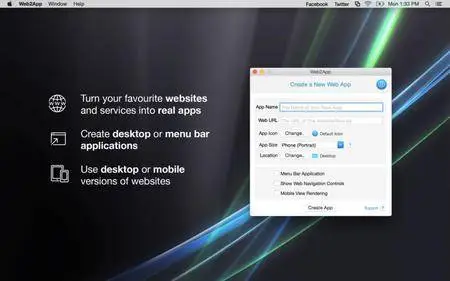 Web2App 2.0.0 Mac OS X