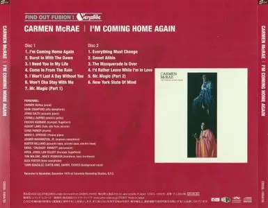 Carmen McRae - I'm Coming Home Again (1980) [2CD] [2020, Japan]