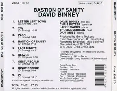 David Binney - Bastion Of Sanity (2005) {Criss Cross Jazz CRISS1261CD rec 2004}