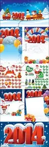 Vector Insriptions with Santa for New Year Holiday 2014