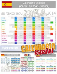 Calendar 2014 ESP - Stock Vectors