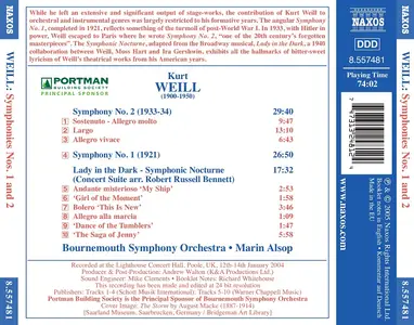 Marin Alsop, Bournemouth Symphony Orchestra - Kurt Weill: Symphonies Nos. 1 & 2; Lady in the Dark (2005)