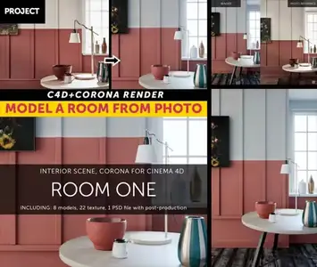 Room One Scene - Cinema 4D & Corona Render - 3D Model