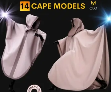 14 Cape Models (Male  Female) - Marvelous Designer  CLO3D PROJECTS+OBJ+FBX - Standard License