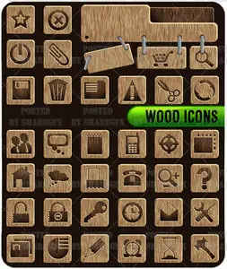 Stock Vector - Wood Style icons
