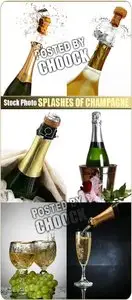 Splashes of champagne - Stock Photo