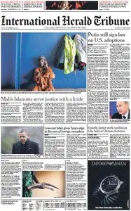 International Herald Tribune from Friday, 28. December 2012