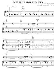 Non, Je Ne Regrette Rien - Michel Vaucaire (Piano-Vocal-Guitar)