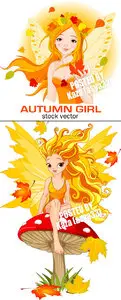 Autumn cartoon girl
