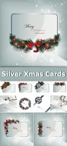 Silver Christmas Cards Vector