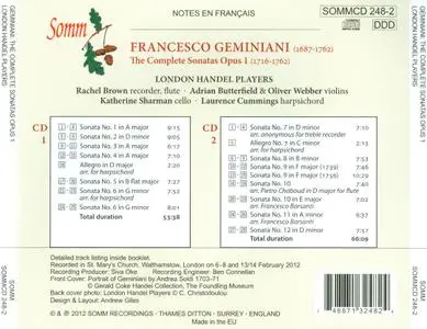 London Handel Players - Francesco Geminiani: The complete Sonatas Op. 1 (2012)