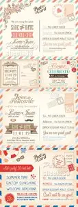 Postcard Wedding Invitations Vector