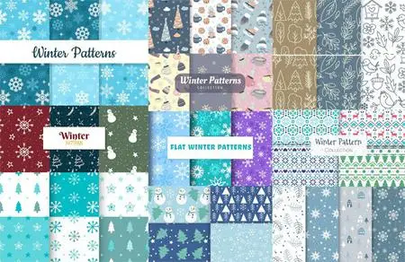 Winter Patterns - 40 Vector Patterns Design Templates