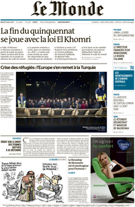 Le Monde du Mardi 8 Mars 2016