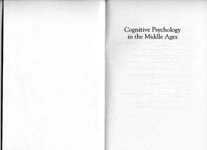 Cognitive Psychology in the Middle Ages (Contributions in Psychology)