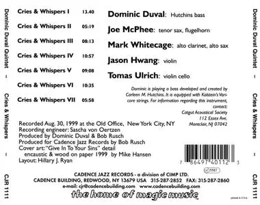 Dominic Duval Quintet - Cries and Whispers (2001)