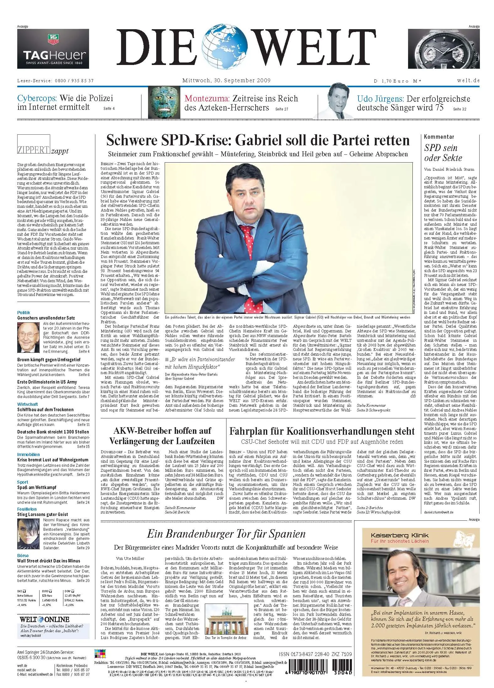 Die Welt vom 30. September 2009