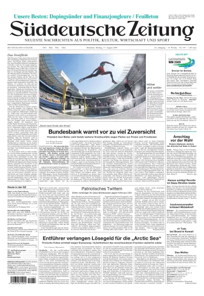Sueddeutsche Zeitung vom 17.08.2009