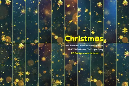 EE - Christmas Gold Snow and Snowflakes Backgrounds 4VHX8W4