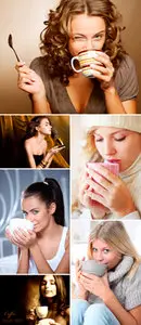 Stock Photo - Girls Drinking Coffee