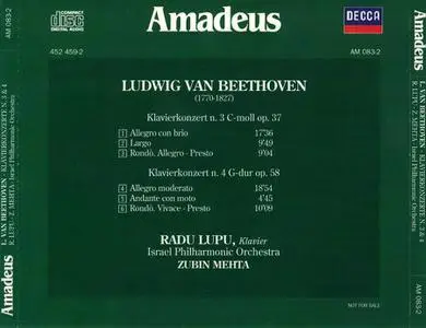 Radu Lupu, Zubin Mehta, Israel Philharmonic Orchestra - Beethoven: Concerti per pianoforte e orchestra N. 3 & N. 4 (1996)