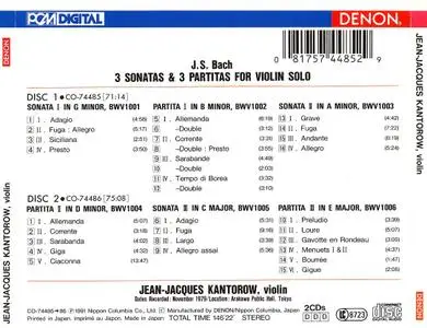 Jean-Jacques Kantorow - J.S. Bach: 3 Sonatas & 3 Partitas for violin solo (1985)